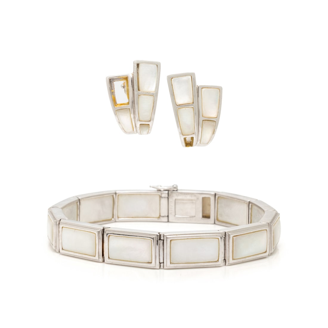 Mauboussin, Mother-of-Pearl and White Gold Earrings and Bracelet (1 of 4)