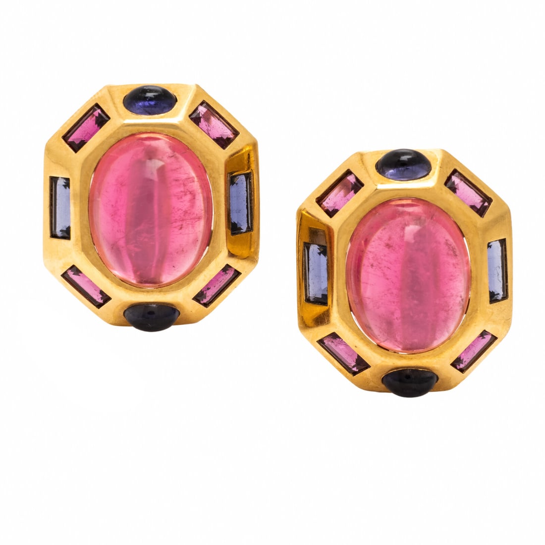 Verdura, 'Byzantine', Yellow Gold and Multigem Earrings (1 of 3)