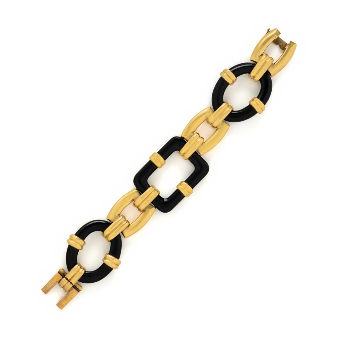 Marzo Paris, Georges L'Enfant, Onyx and Yellow Gold Link Bracelet (1 of 3)