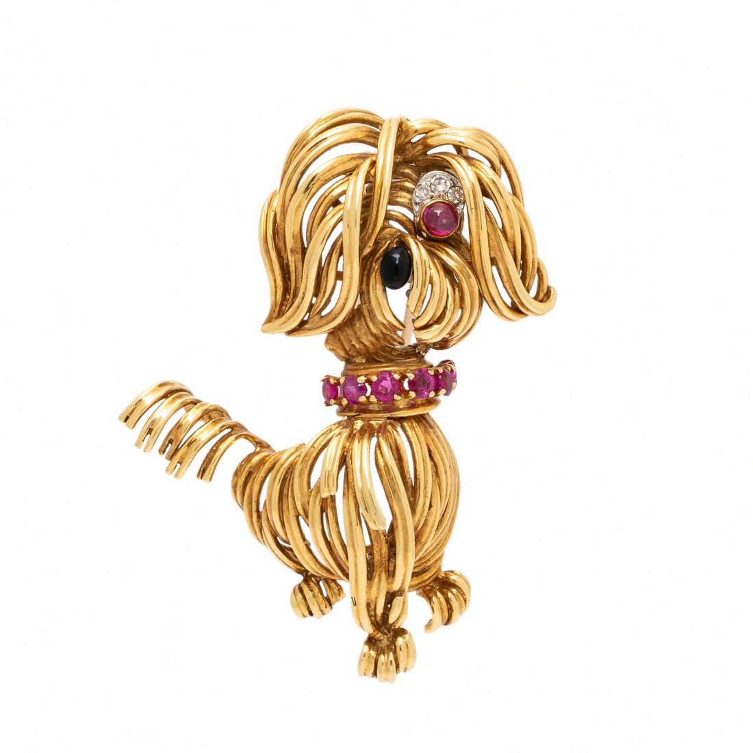Van Cleef & Arpels, Ruby, Diamond, and Yellow Gold Dog Brooch (1 of 2)
