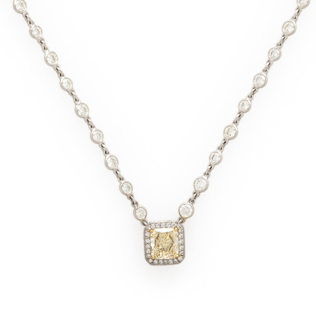 Yellow Diamond and Diamond Necklace (1 of 3)