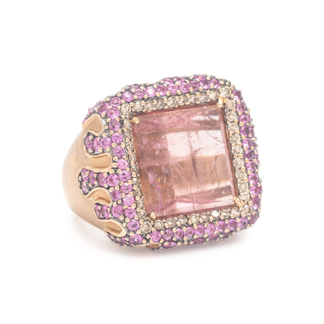 Robert Wander for WINC Creations, Pink Tourmaline, Pink Sapphire, and Colored Diamond 'Crystal (1 of 3)