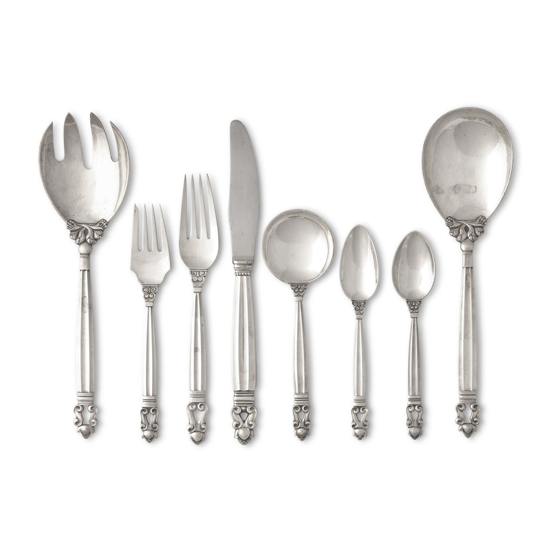 A Georg Jensen Acorn Silver Flatware Service (1 of 2)