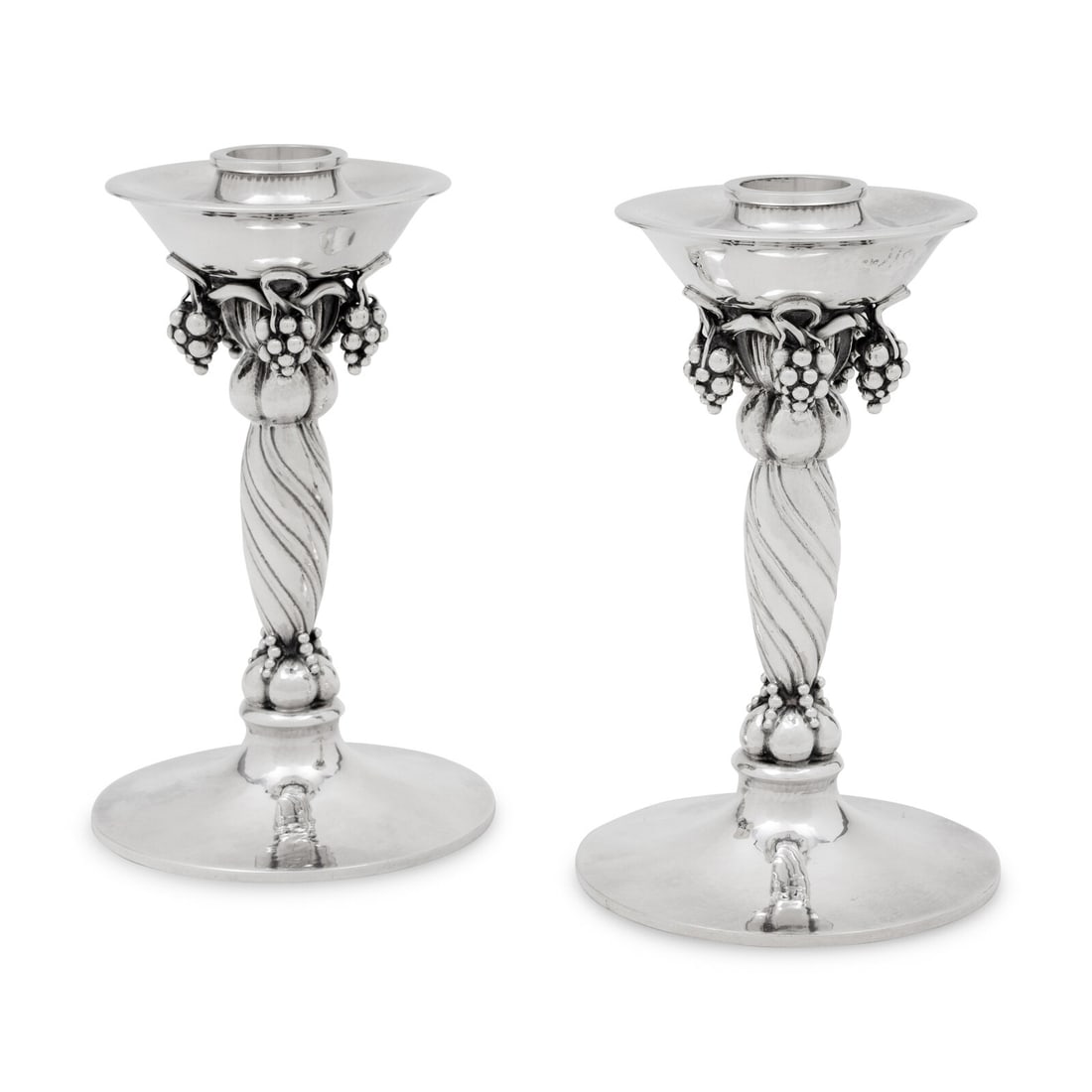 A Pair of Georg Jensen Silver Grape Candlesticks (1 of 4)
