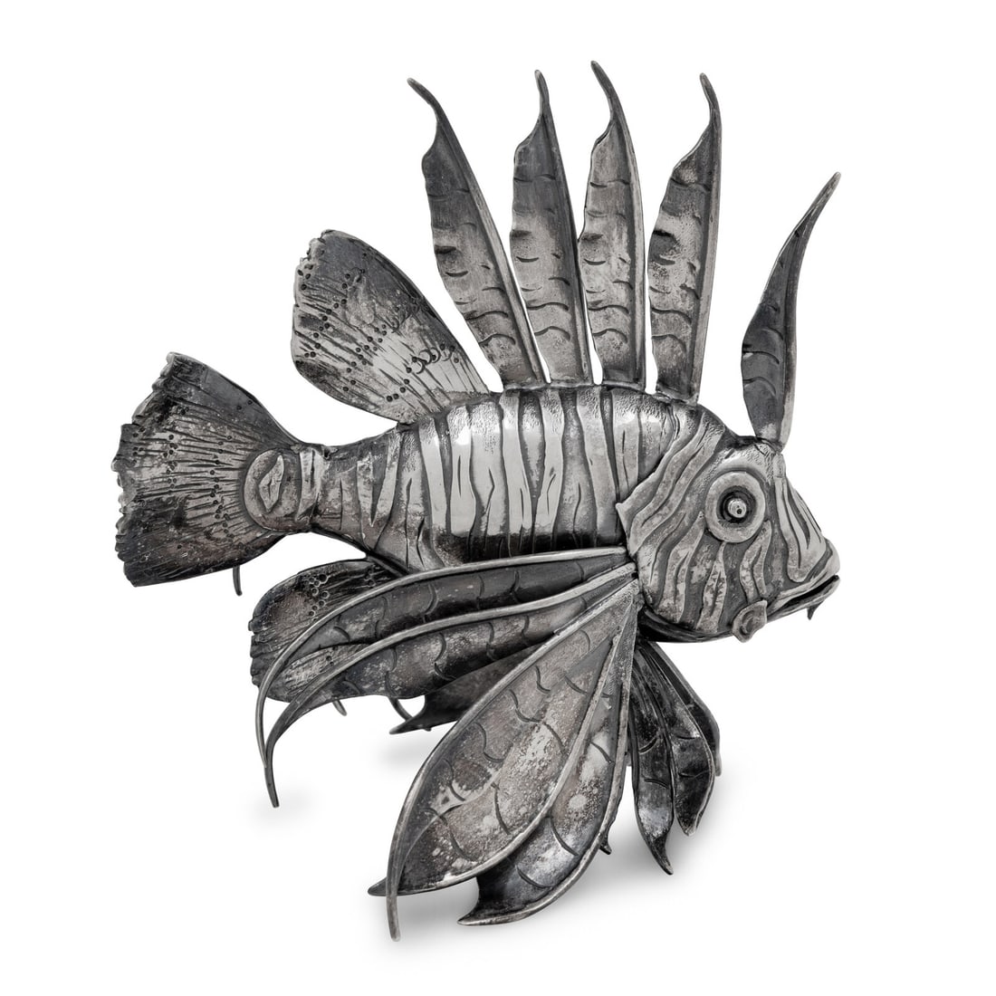 A Buccellati Silver Lionfish Table Ornament: A Buccellati Silver Lionfish Table Ornament 20th Century marked 'Sterling' to underside 5 ozt 8 dwt Height 4 1/2 inches. Property from an Important Private Collection, Florida This lot is located in