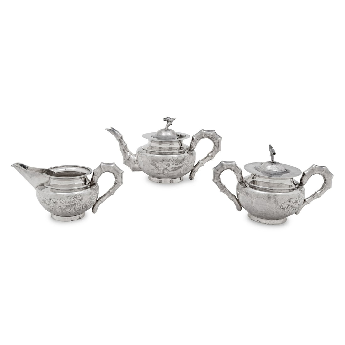 A Chinese Silver Three-Piece Tea Service (1 of 5)