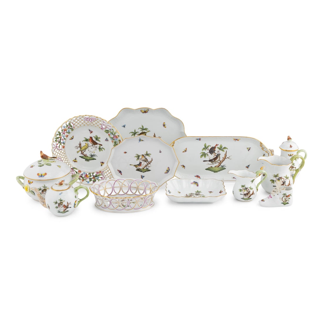 A Collection of Herend Rothschild Bird Porcelain Table Articles (1 of 4)