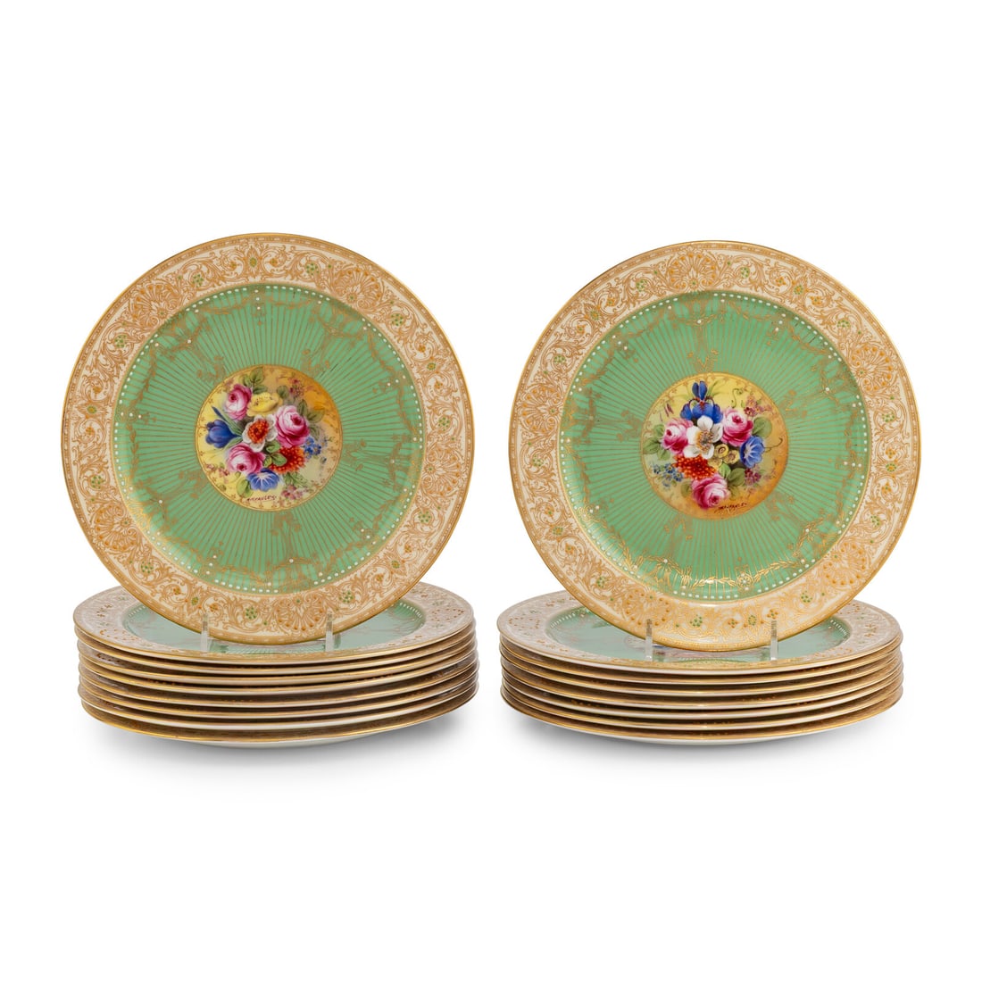 A Set of Seventeen Royal Worcester Painted Porcelain Dessert Plates (1 of 4)