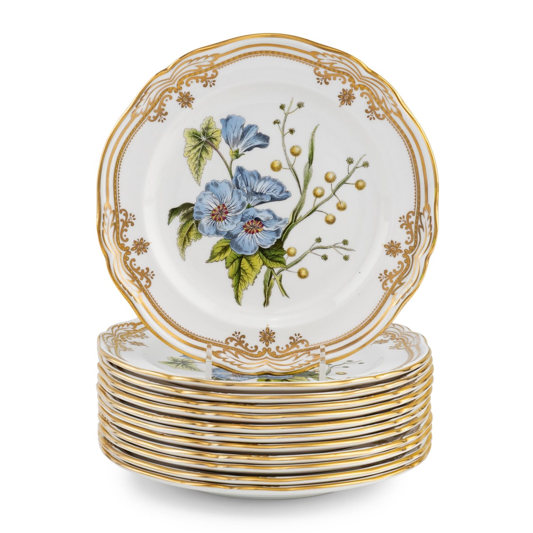 A Set of Twelve Spode Stafford Flowers Porcelain Dessert Plates (1 of 4)