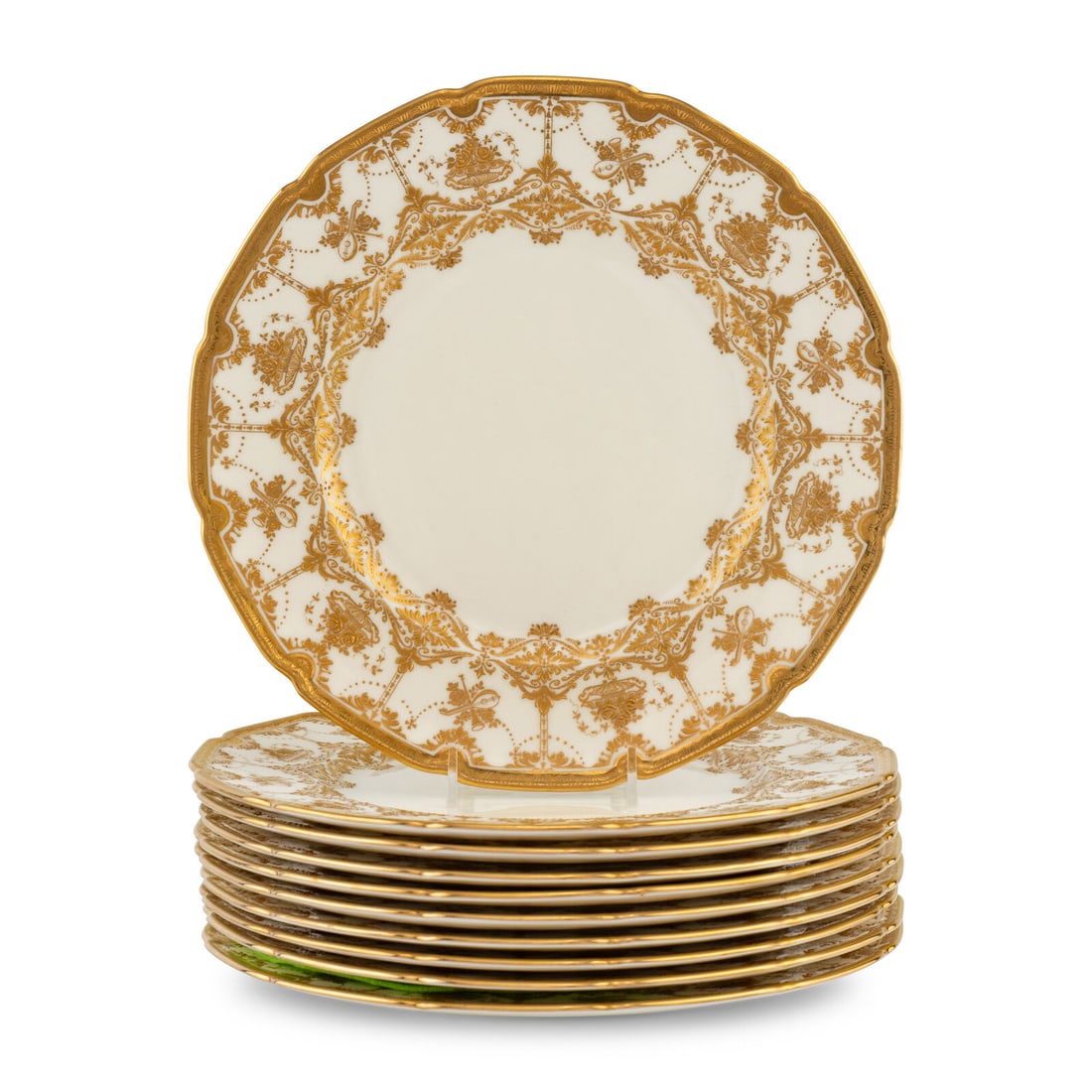 A Set of Ten Royal Doulton Gilt Decorated Porcelain Service Plates (1 of 4)