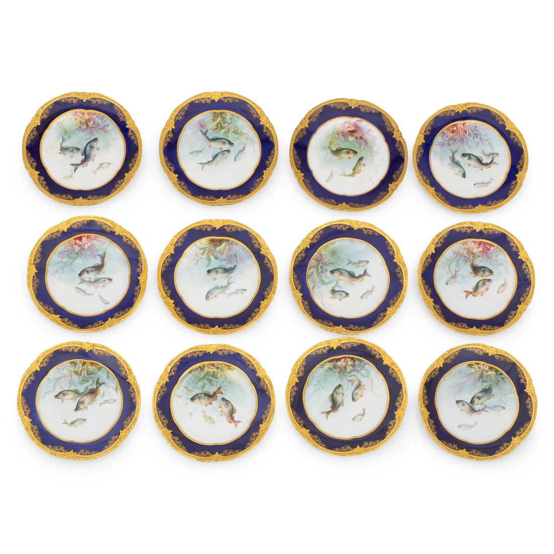 A Set of Twelve English Porcelain Fish Plates (1 of 3)