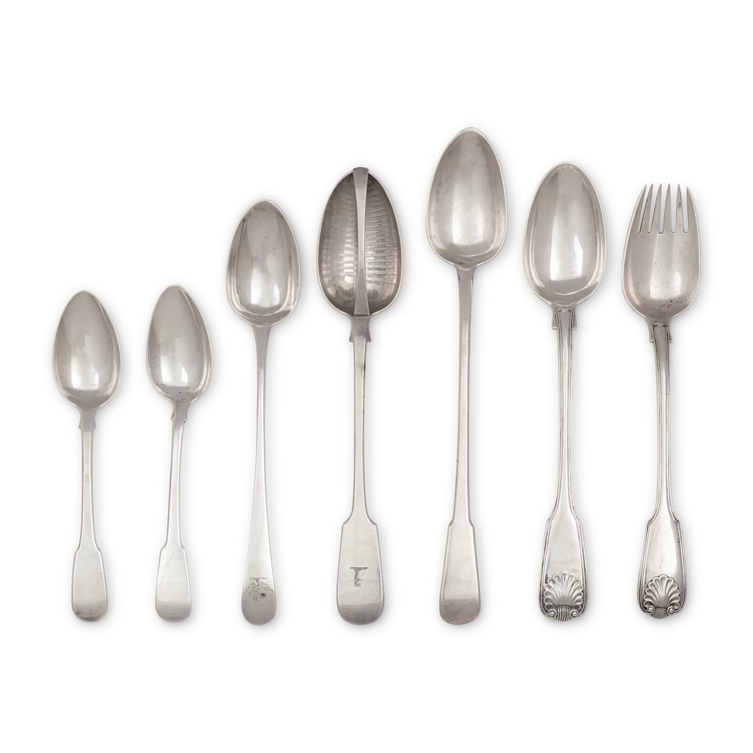 A Collection of English Silver Basting and Serving Spoons (1 of 4)