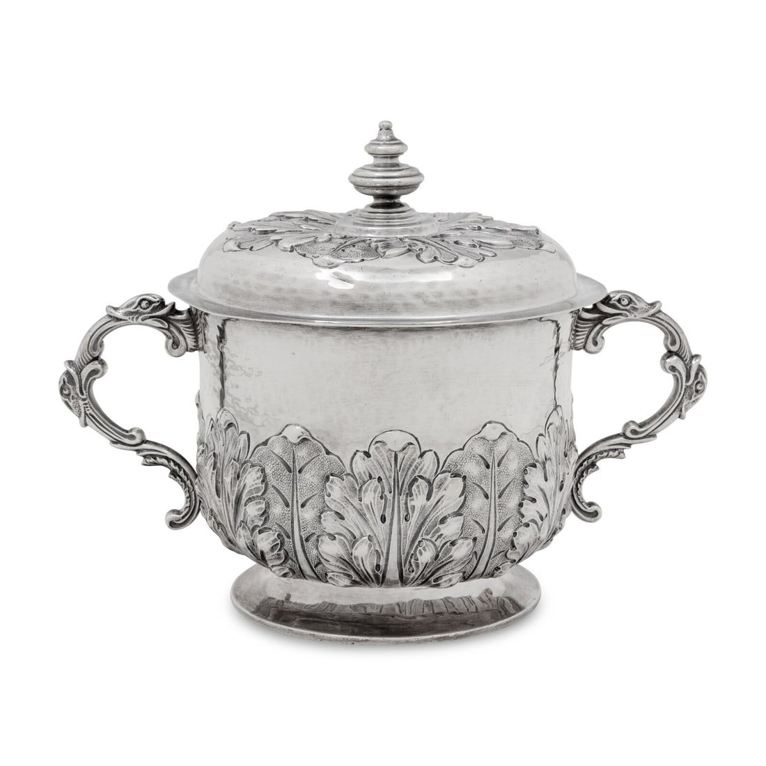 An Edwardian Silver Porringer: An Edwardian Silver Porringer Asprey and Co., London, 1912-1913 Hallmarked for Britannia Silver on the side of the body and to the rim of the lid. 31 ozt 11 dwt. Height 6 12 x width 9 inches. This lot