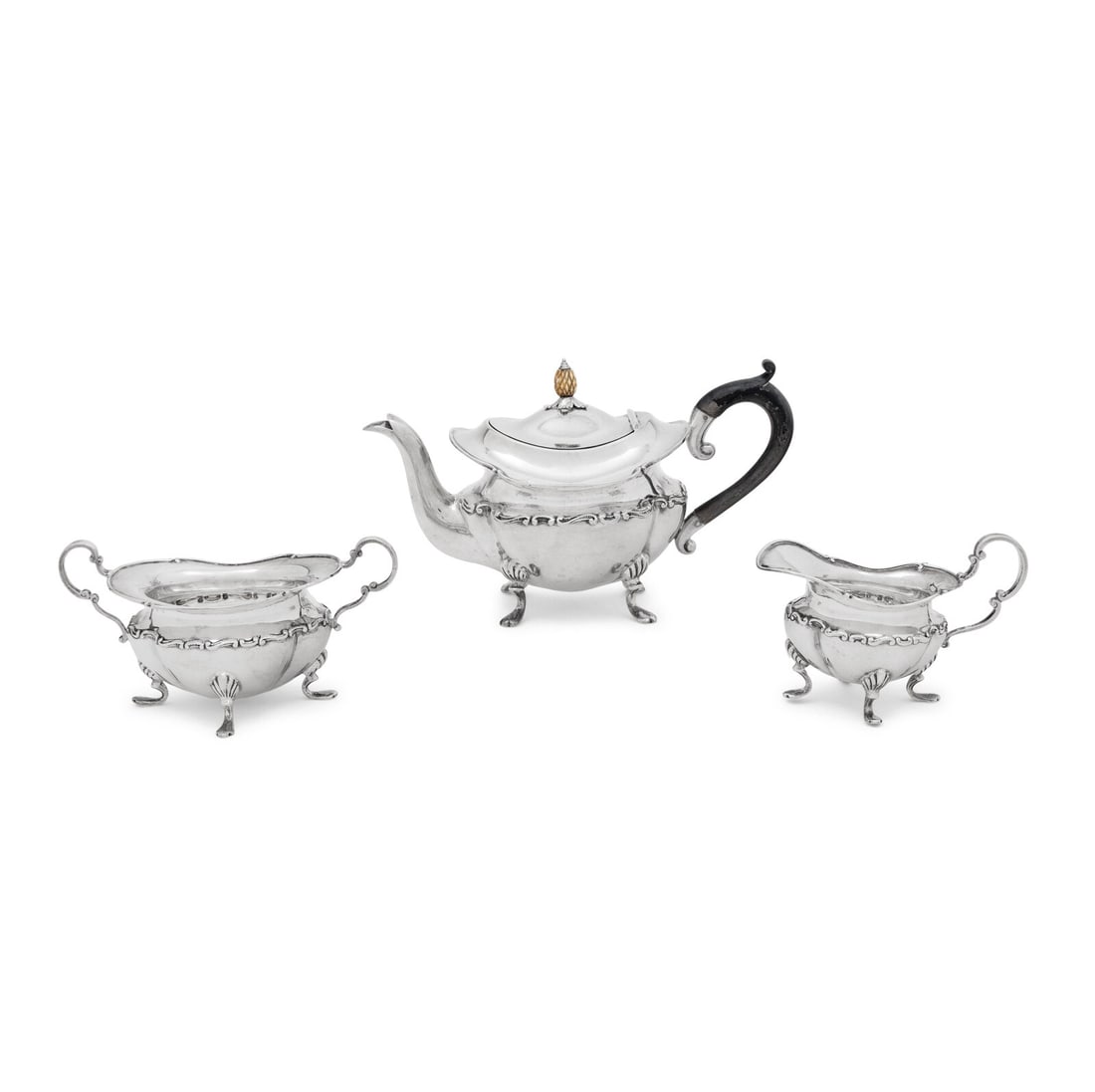 An English Silver Three-Piece Tea Service (1 of 5)