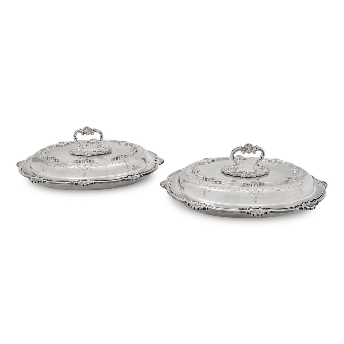 A Pair of English Silver Covered Vegetable Dishes (1 of 4)
