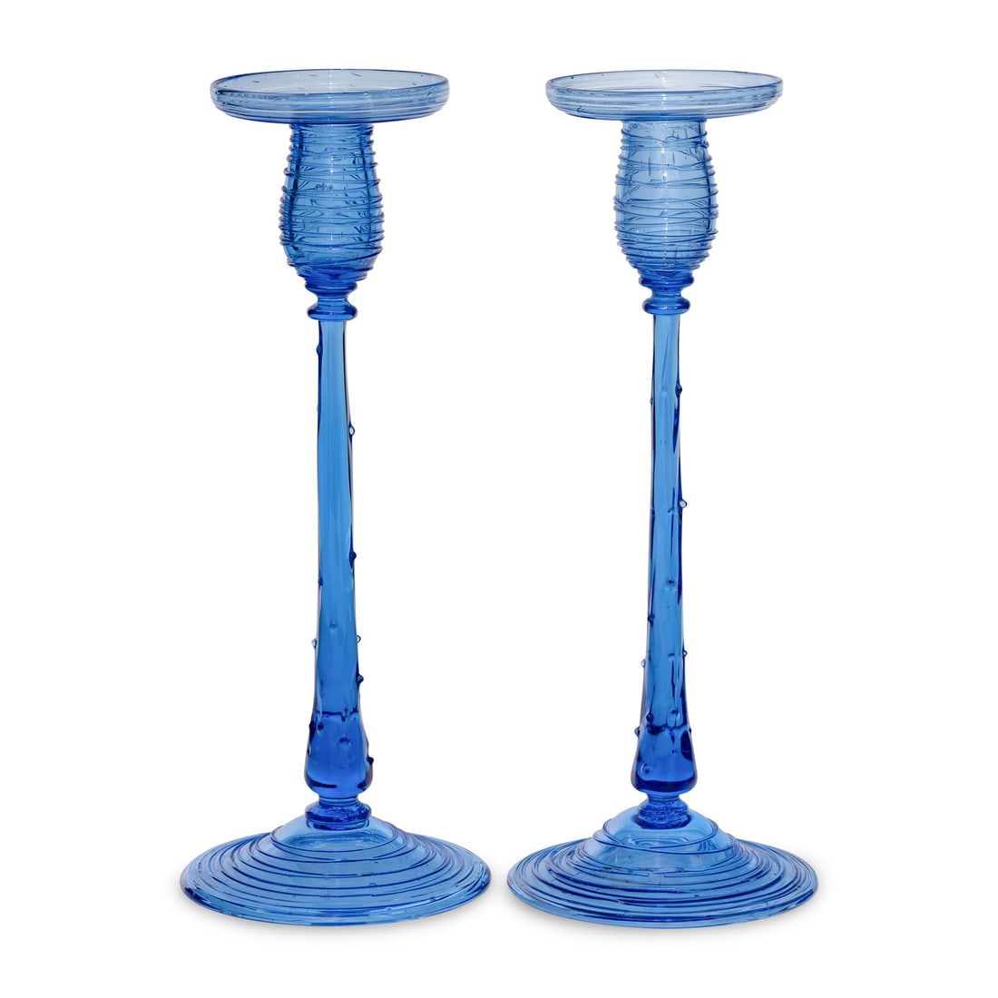 A Pair of Steuben Threaded Glass Candlesticks (1 of 2)