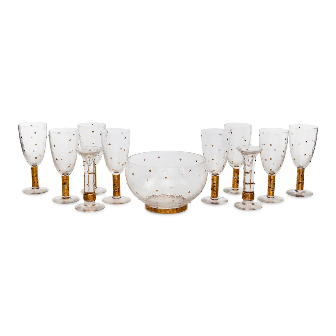 A Group of Eleven Stephen Smyers Parcel-Gilt Glass Table Articles (1 of 3)