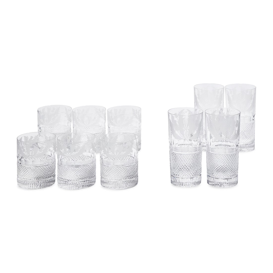 An Etched and Cut Glass "Thistle" Bar Service (1 of 2)