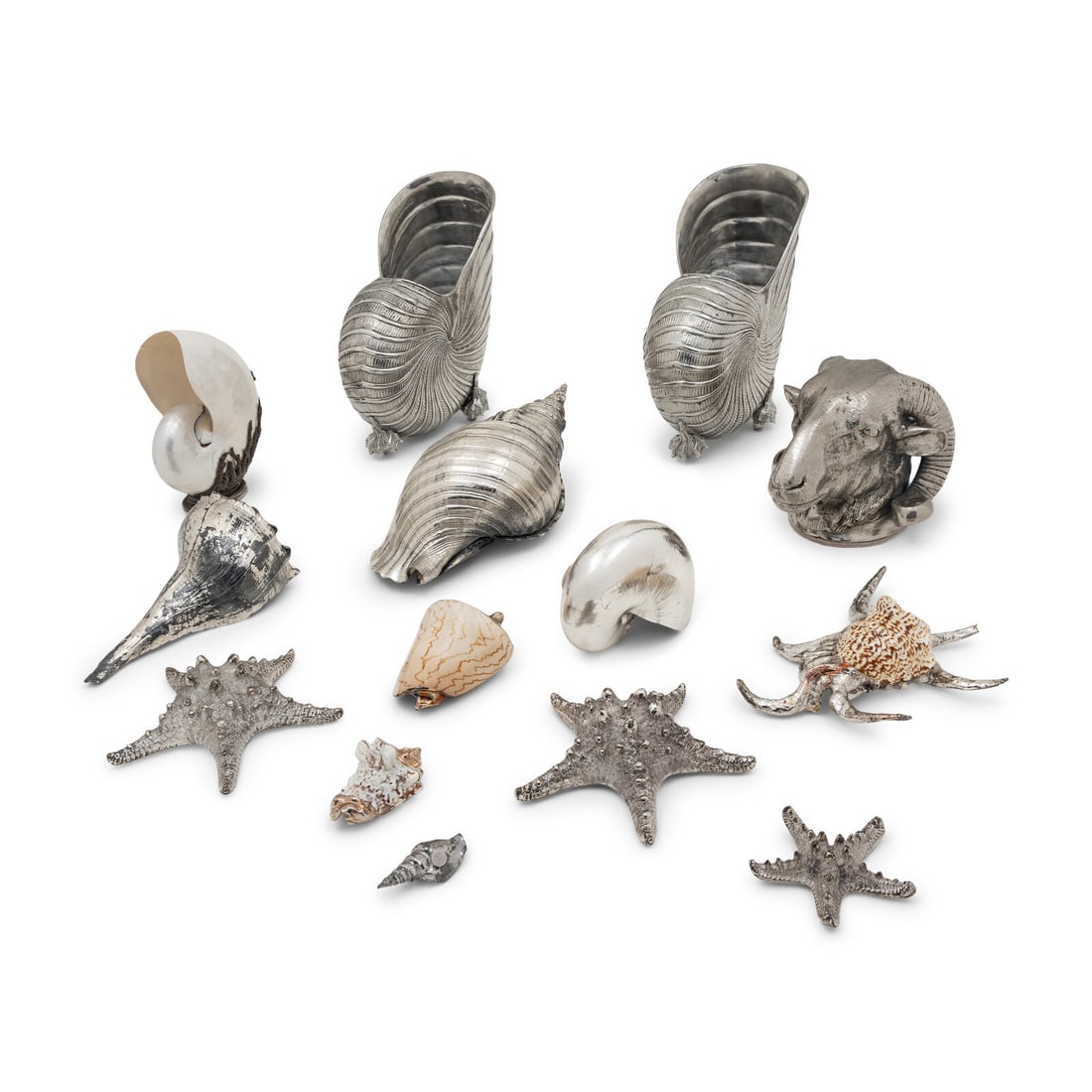 A Collection of Silvered Shells and Shell-Form Table Ornaments (1 of 5)