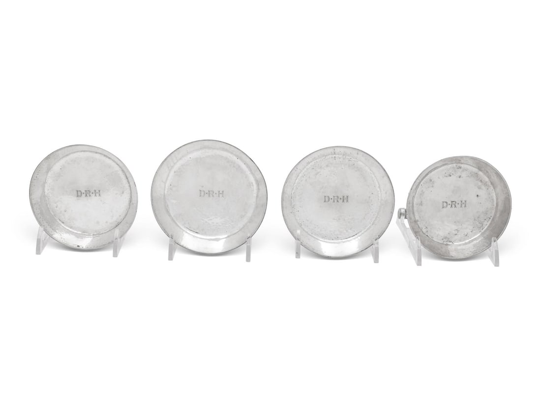Four American Silver Nesting Dishes: Four American Silver Nesting Dishes Black, Starr and Frost, New York, NY, First Half 20th Century each with an engraved monogram 'DRH'. marked 'Sterling' on underside 6 ozt 15 dwt Diameter of largest