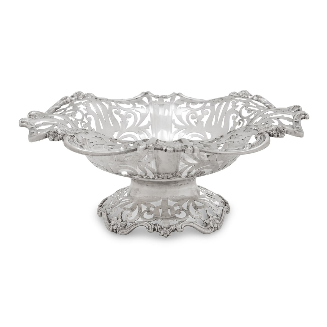 An American Silver Reticulated Dish: An American Silver Reticulated Dish Watson Co., Attleboro, MA, 20th Century marked 'Sterling' to underside 19 ozt 18 dwt Height 4 3/4 x diameter 11 1/4 inches. Property from the Collection of an