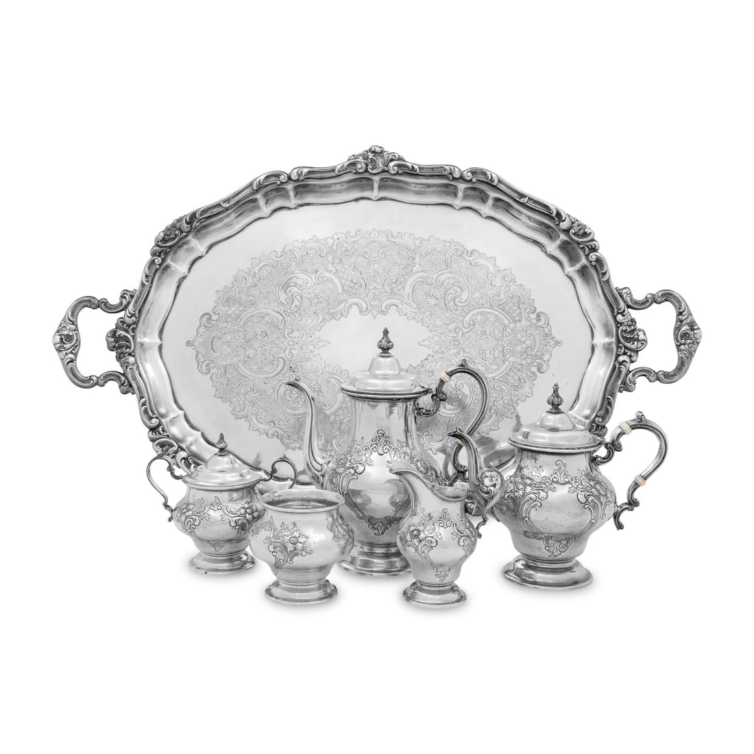 An American Silver Five-Piece Tea and Coffee Service (1 of 6)