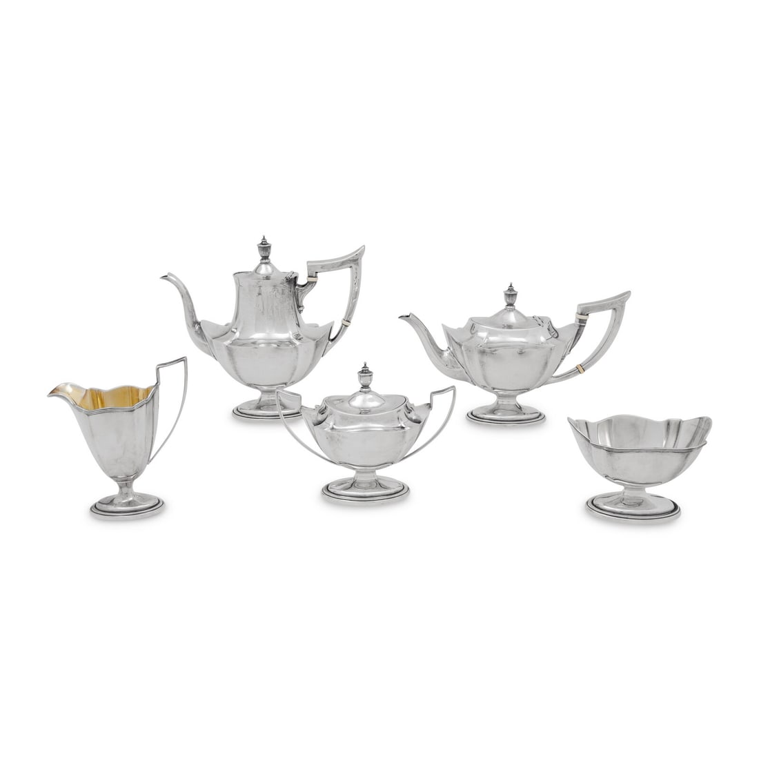An American Silver Five-Piece Tea and Coffee Service (1 of 5)