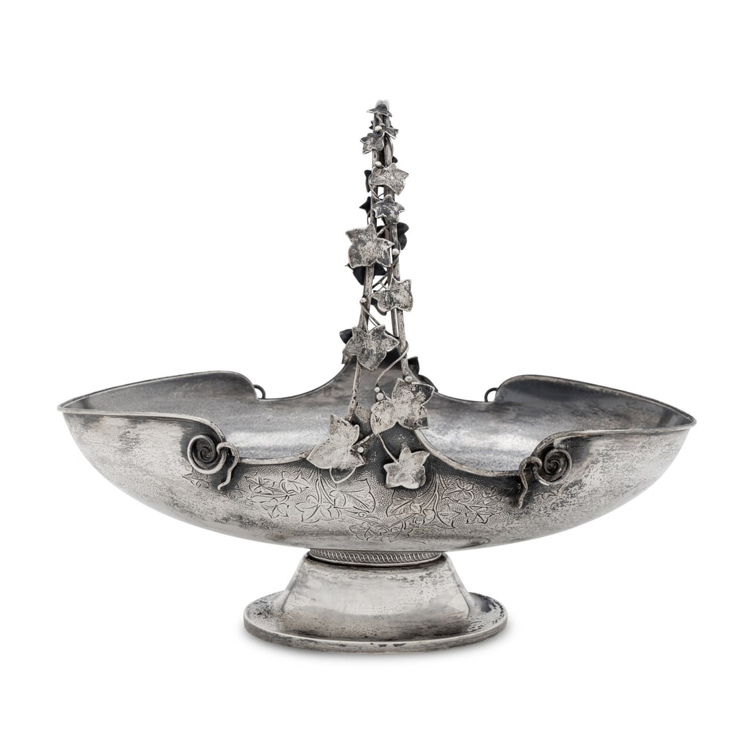 An American Silver Basket: An American Silver Basket Gorham Mfg. Co., Providence, RI, 20th Century marked 'Sterling' to the underside 19 ozt 2 dwt Height over handle 10 x width 11 1/2 x depth 7 1/2 inches. This lot is located