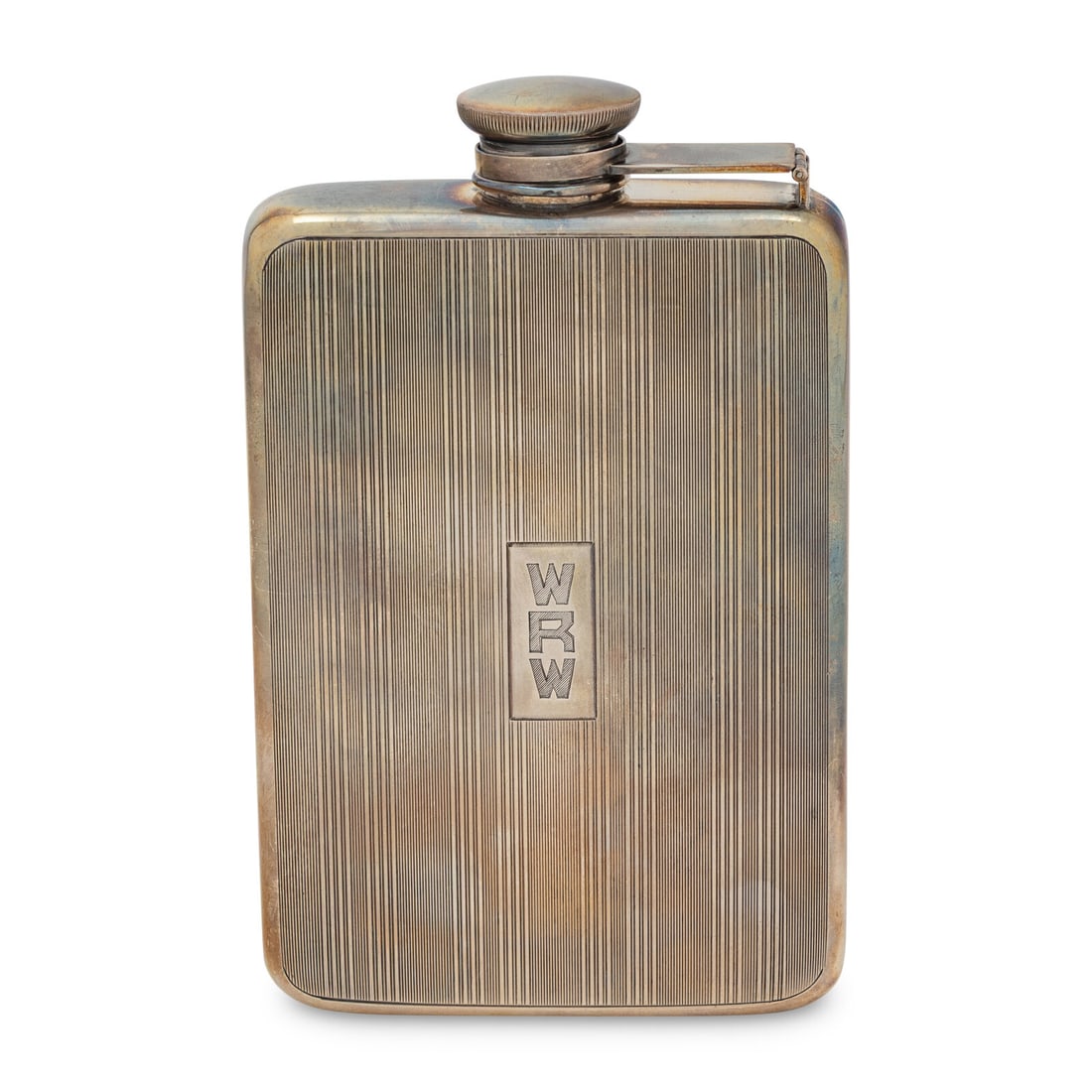 An American Silver Flask: An American Silver Flask J.E. Caldwell and Co., Philadelphia, PA, 20th Century with WRW monogram. marked for Sterling 10 ozt 14 dwt Height 7 inches. Property from a Midwest Collection This lot is