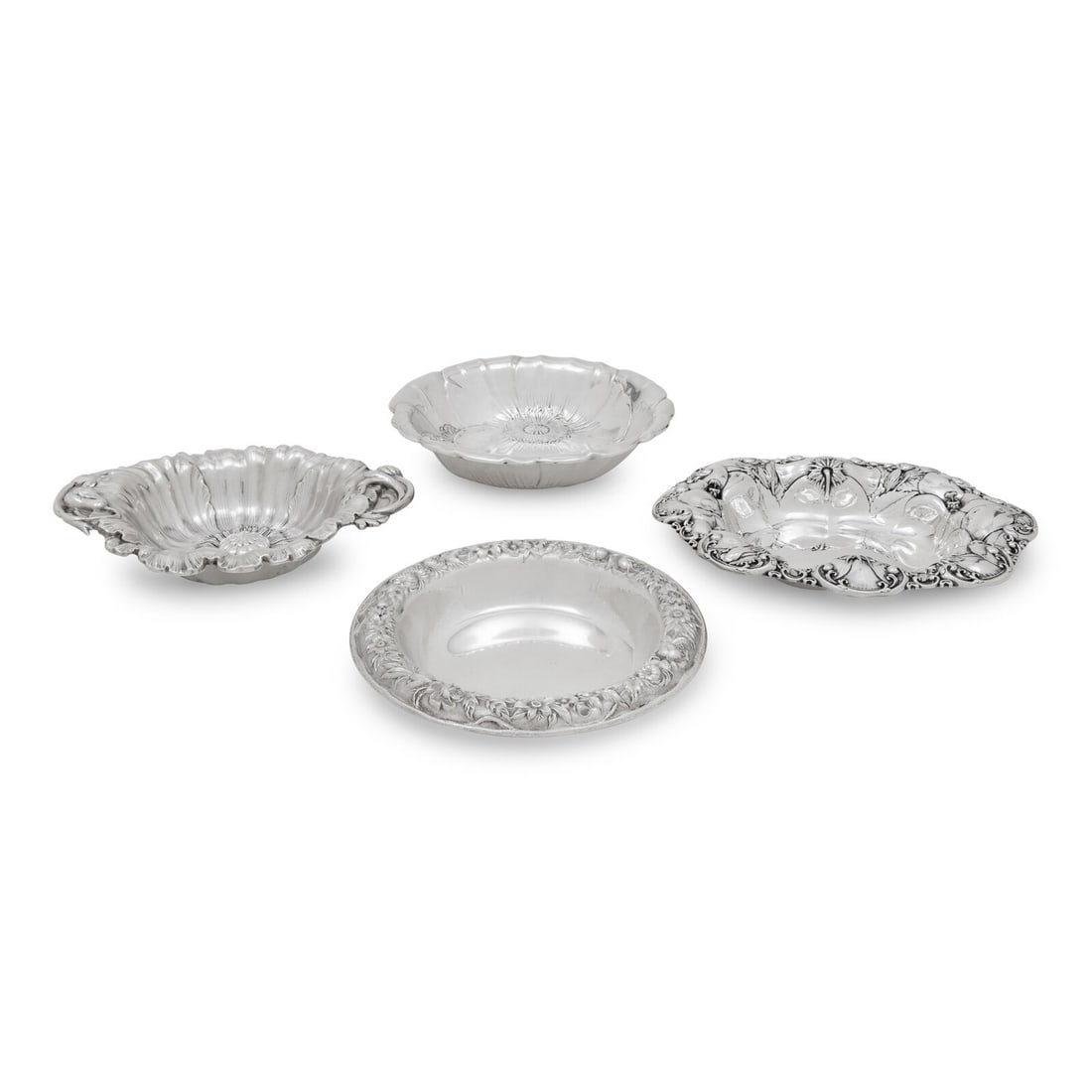 A Group of Four American Silver Repoussé-Decorated Trinket Dishes (1 of 6)