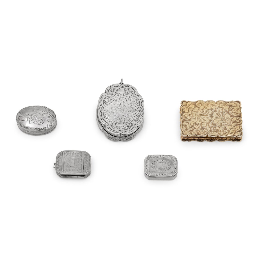 A Collection of Silver Vinaigrettes and Pill Boxes (1 of 5)