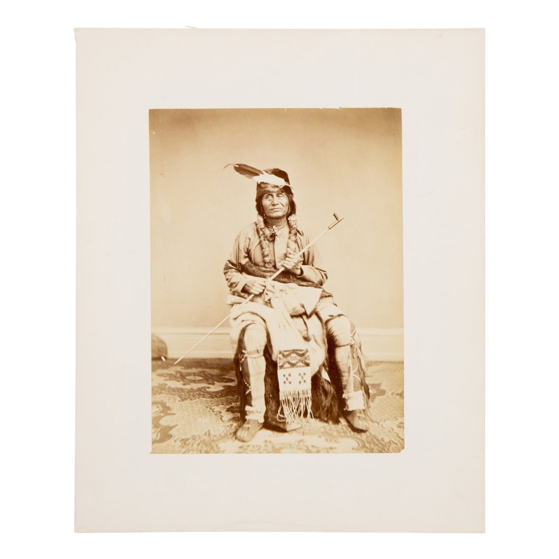 Antonio Zeno Shindler (Bulgarian, 1823-1899) He Walks Mad, Yankton Dakota, 1867: Antonio Zeno Shindler (Bulgarian, 1823-1899) He Walks Mad, Yankton Dakota, 1867 albumen photograph 7 1/8 x 5 1/4 in. albumen photograph on 10 1/2 x 8 1/2 in. mount. Number "236" marked in the negative