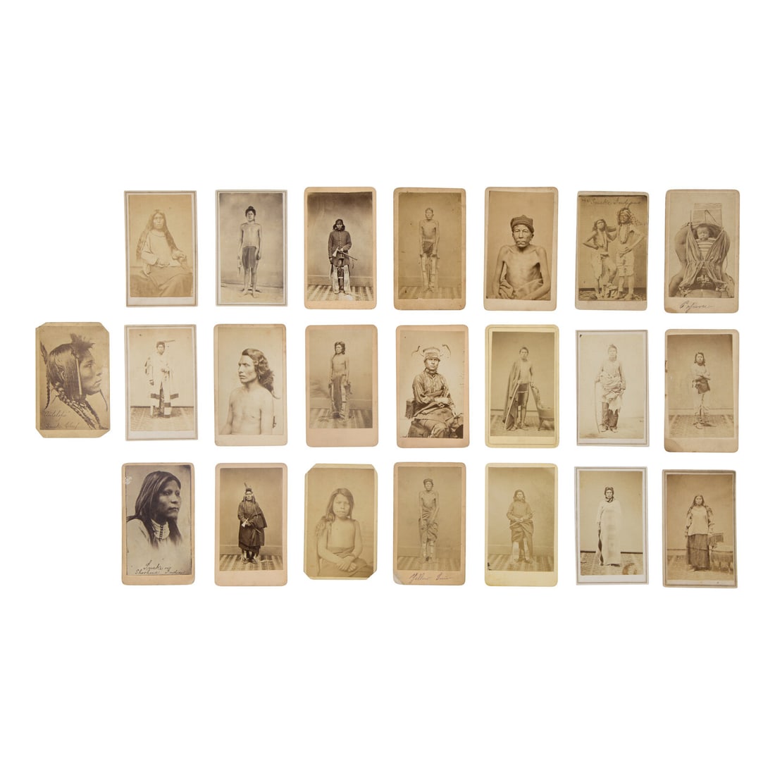 Edric L. Eaton (American, 1835-1890) Studio Portraits of Pawnee, Sioux, Crow, and Shoshone Men: Edric L. Eaton (American, 1835-1890) Studio Portraits of Pawnee, Sioux, Crow, and Shoshone Men cartes de visite 22 CDVs on cardstock mounts, each with verso imprint of E.L. Eaton or Eaton's Gallery of