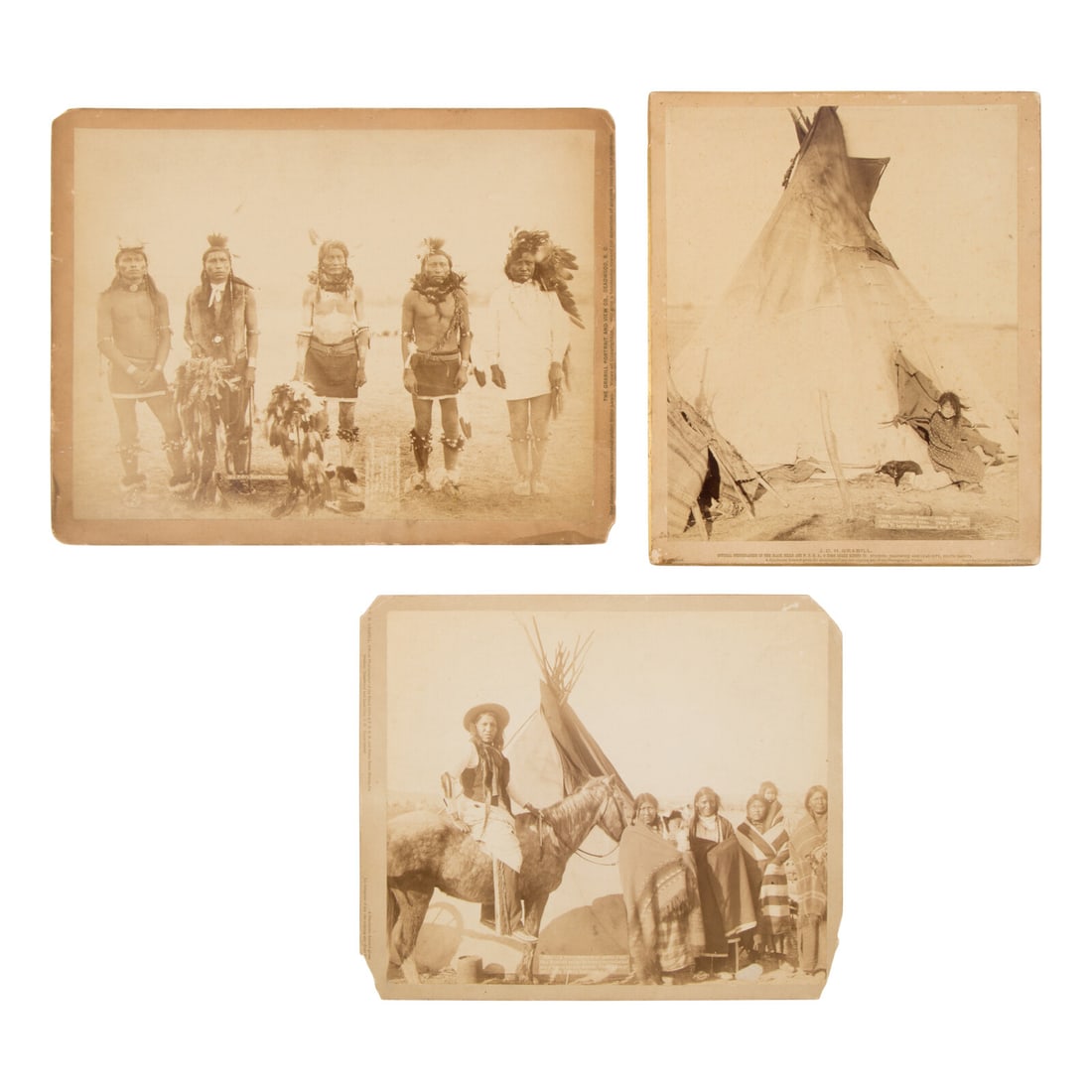 John C.H. Grabill AND Locke & Peterson (American, 1849-1903) Photographs of Native American: John C.H. Grabill AND Locke & Peterson (American, 1849-1903) Photographs of Native American Subjects, Including Big Foot's Band of Warriors photographs 4 photographs, including: 3 photographs, approx.