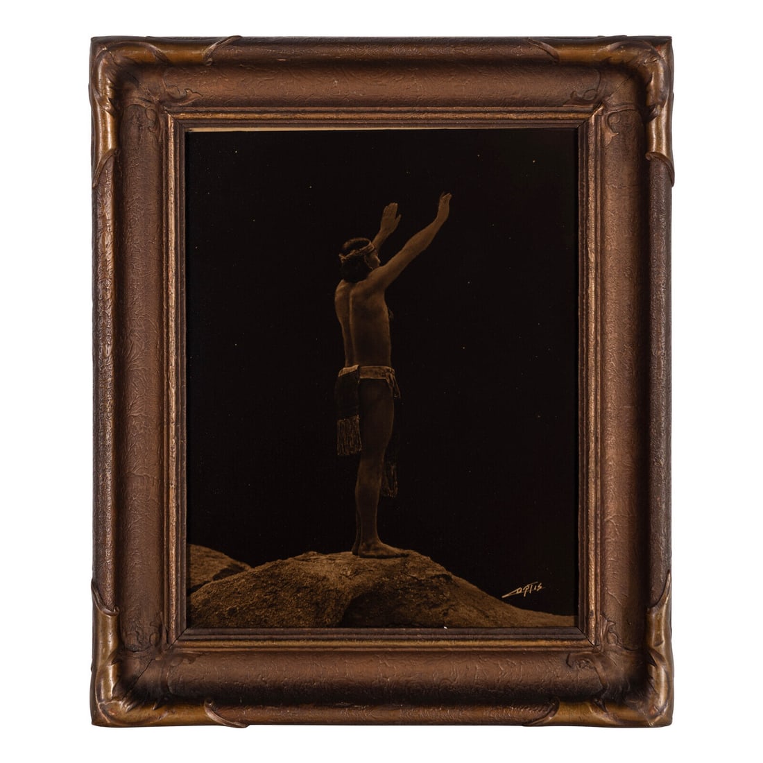 Edward S. Curtis (American, 1868-1952) Prayer to the Stars: Edward S. Curtis (American, 1868-1952) Prayer to the Stars orotone (sight) 13-1/2 x 10-1/2 inches; (framed) 18-1/2 x 15-1/2 inches This lot is located in Chicago.