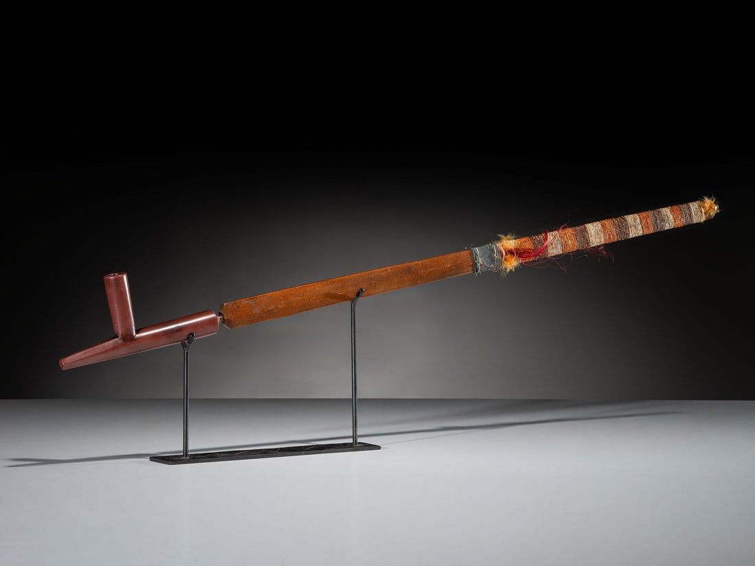 Plains Quilled Calumet Pipe, with Catlinite Bowl (1 of 4)