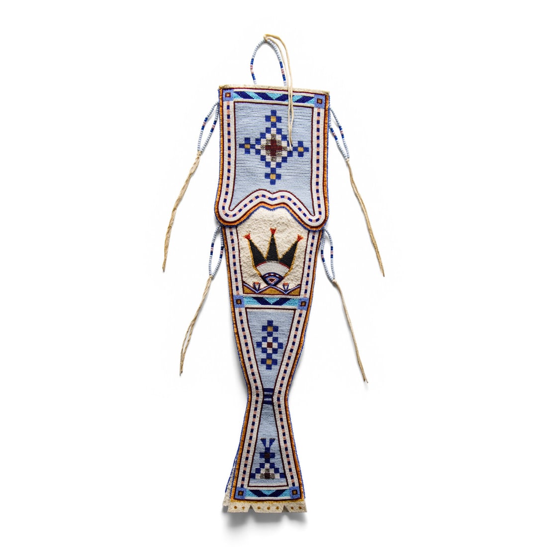Joyce Growing Thunder (Assiniboine Sioux, b. 1950) Beaded Hide Knife Sheath, 2008: Joyce Growing Thunder (Assiniboine Sioux, b. 1950) Beaded Hide Knife Sheath, 2008 signed and dated on back length 19 inches x width 5 inches This lot is located in Chicago.