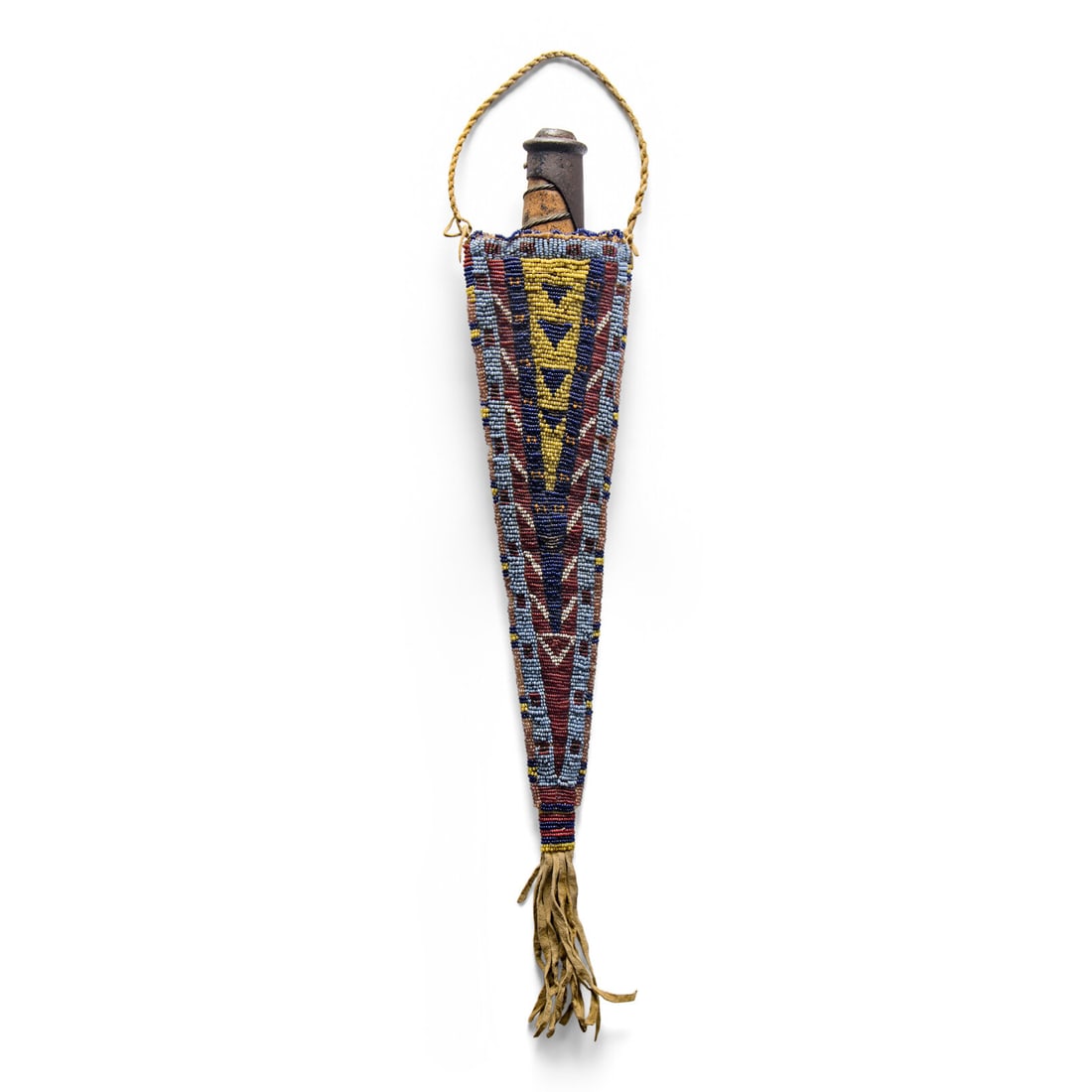 Plains Beaded Hide Knife Sheath, with Knife (1 of 4)