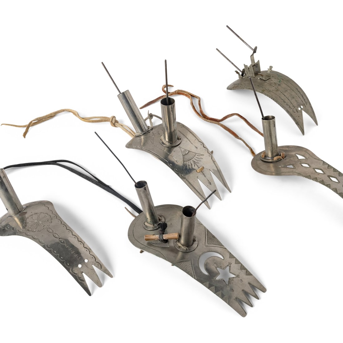Pawnee German Silver Roach Spreaders, Caesar Family: Pawnee German Silver Roach Spreaders, Caesar Family 20th century lot of 5, includes: two by Julius Caesar (1910ñ1982); both signed on underside, lengths 7 inches AND 6-1/2 inches three by Bruce C