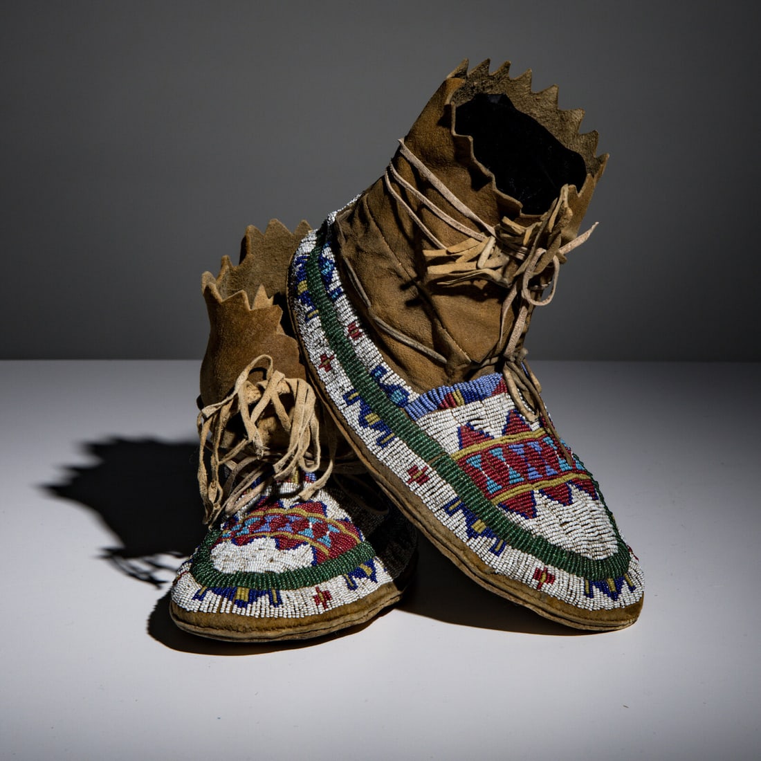 Shoshone / Bannock Beaded Hide Moccasins, with Horse Tracks (1 of 4)