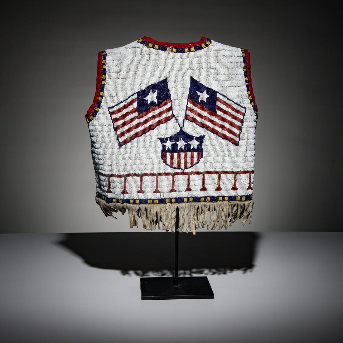 Sioux Child's Beaded Hide Vest, with American Flags (1 of 4)