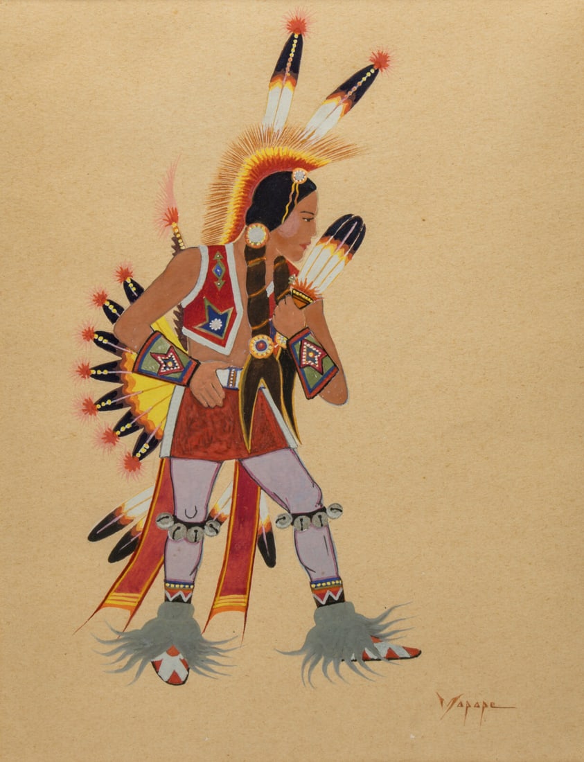 Stephen Mopope (Kiowa, 1898-1974) untitled, Fancy Dancer (1 of 3)