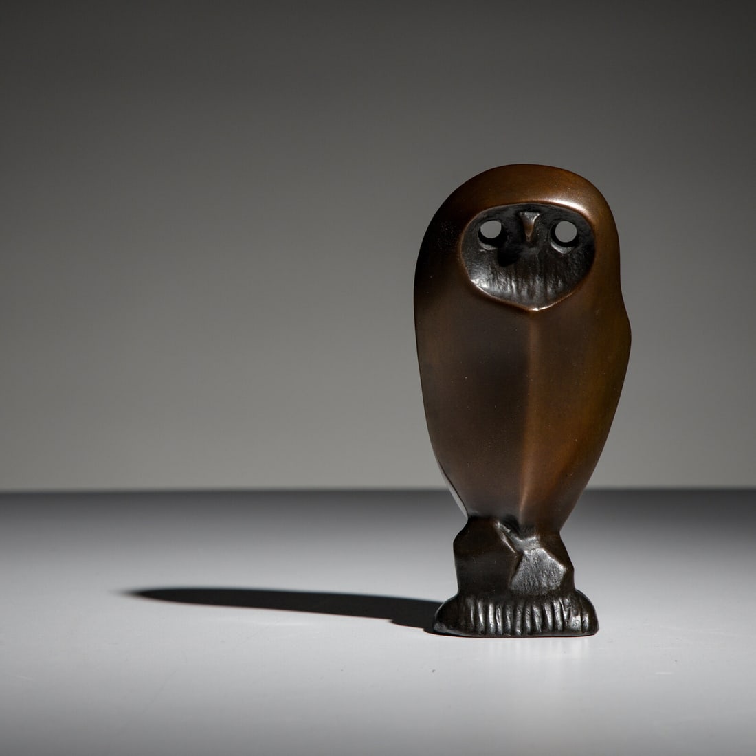 Allan Houser (Chiricahua Apache, 1914-1994) Standing Owl, 1970: Allan Houser (Chiricahua Apache, 1914-1994) Standing Owl, 1970 bronze editioned 43/250, signed on base height 4-1/2 inches Property from the Collection of John Benson of Minneapolis, Minnesota and For