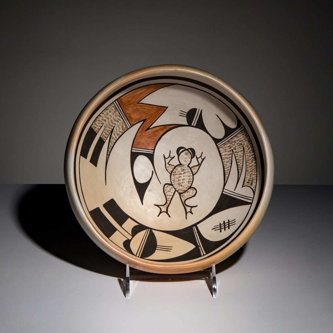 Fawn Navasie (Hopi-Tewa, b. 1959) Polychrome Pottery Bowl, with Frog (1 of 3)