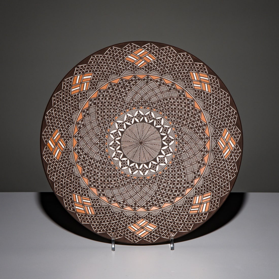 Rebecca Lucario (Acoma, b. 1951) Fine Line Polychrome Pottery Plate (1 of 3)