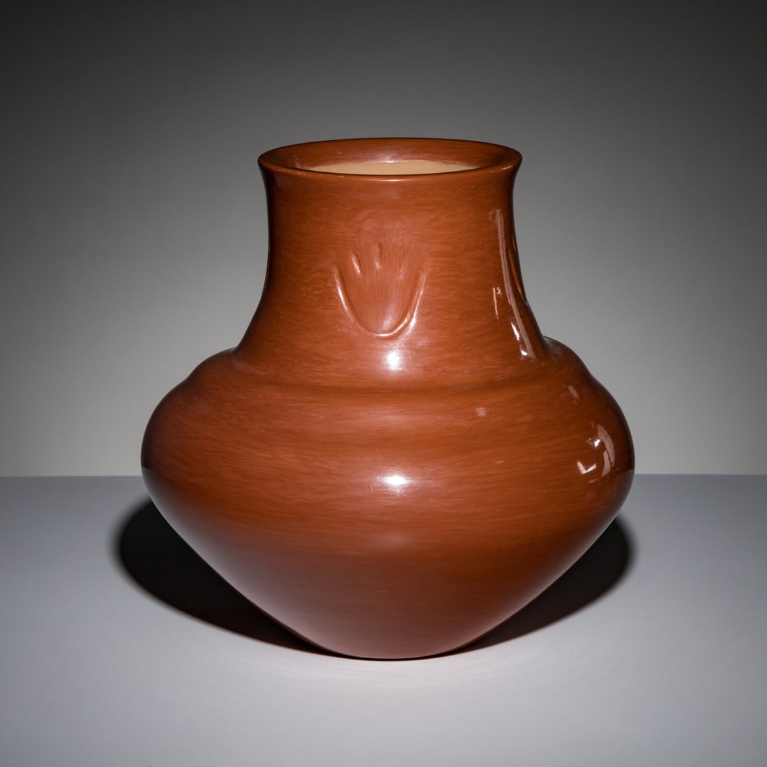 Richard Ebelacker (Santa Clara, 1946-2010) Redware Pottery Jar, with Bear Paws (1 of 4)