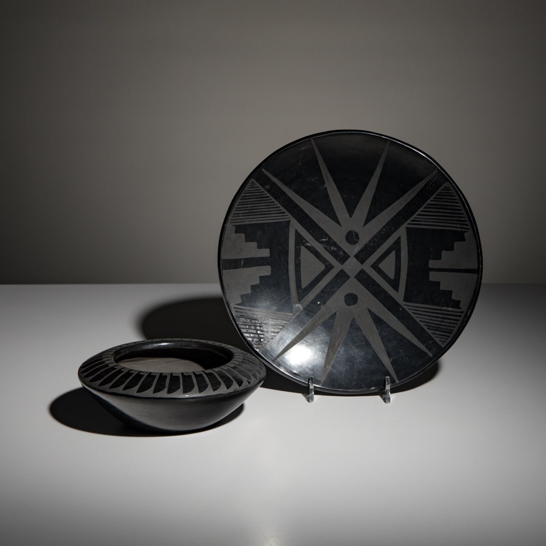Maria Martinez (San Ildefonso, 1887-1980) Blackware Pottery Plate, PLUS1923-1925 (1 of 3)