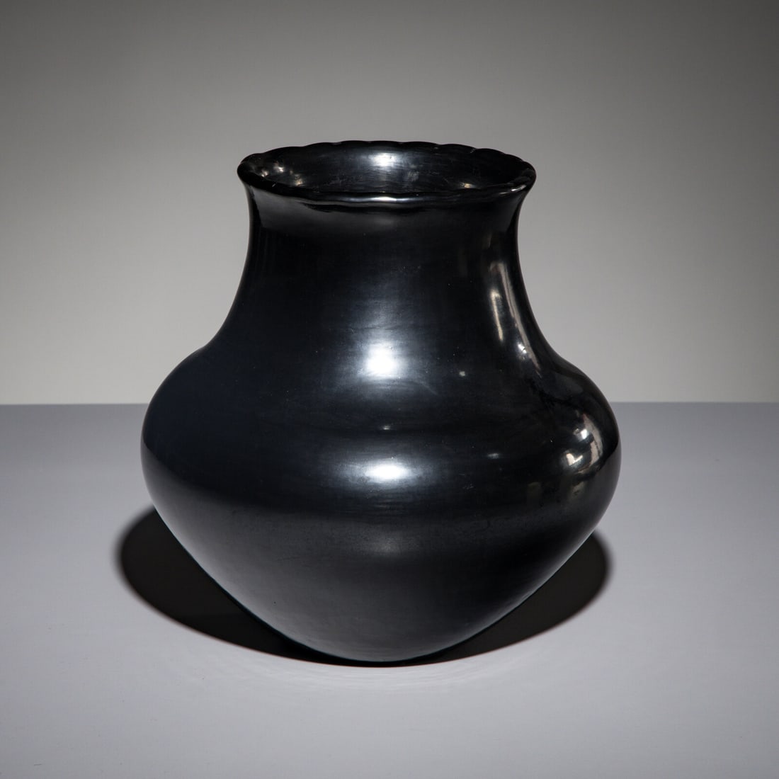 Maria Martinez (San Ildefonso, 1887-1980) Blackware Pottery Vase, with Gunmetal Finish1956-1959 (1 of 4)