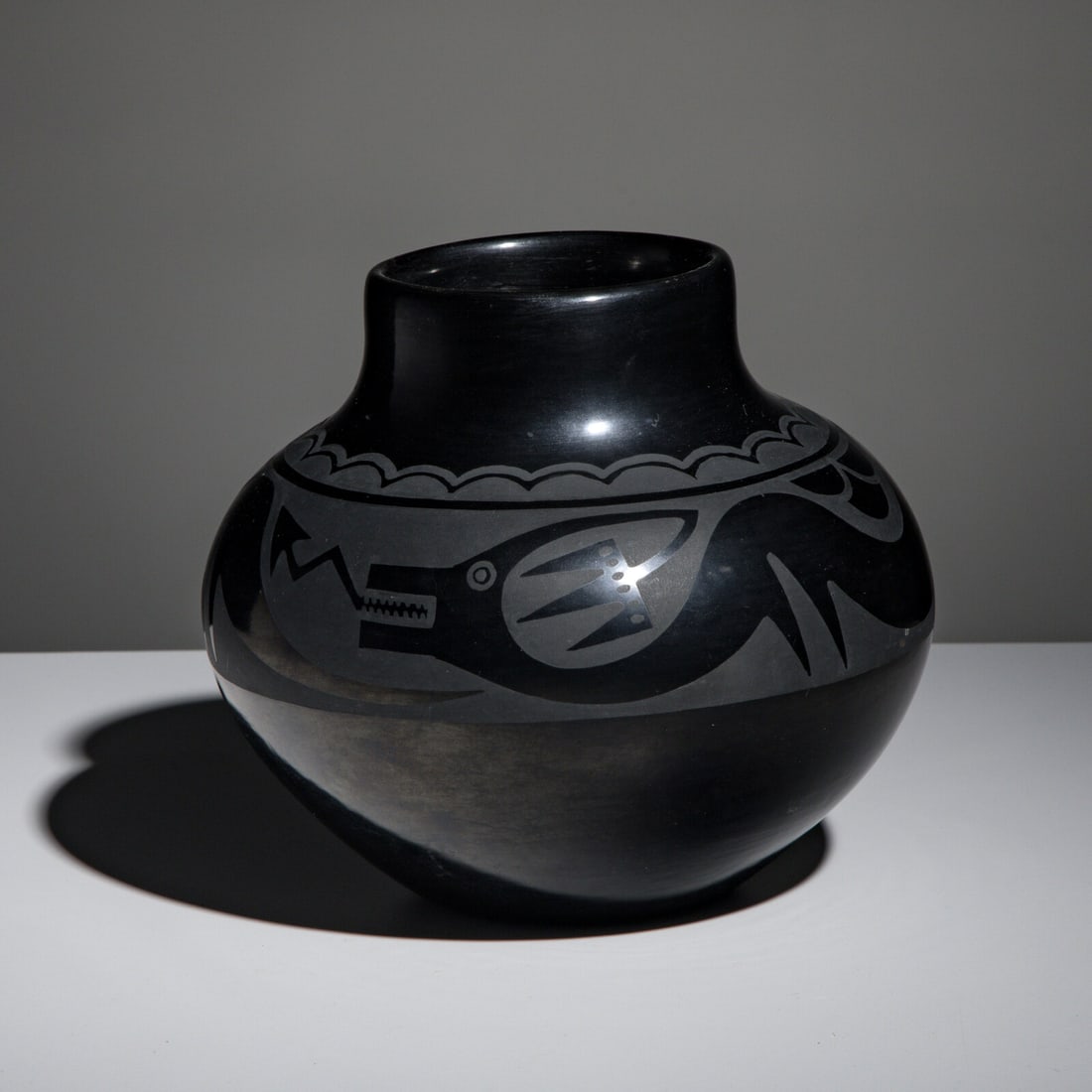 Maria Martinez and Popovi Da (San Ildefonso, 1887-1980 / 1923-1971) Blackware Pottery Jar, with (1 of 4)