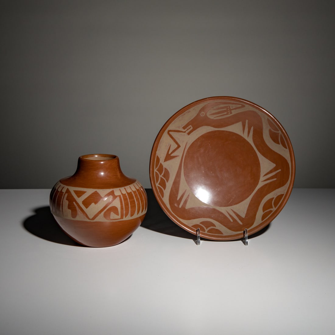 Santana and Adam Martinez (San Ildefonso, 1909-2002 / 1904-2000) Redware Pottery (1 of 3)